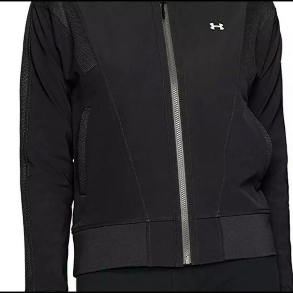 Under Armor Mixed Media Black Bomber Jacket NEW - Picture 2 of 6